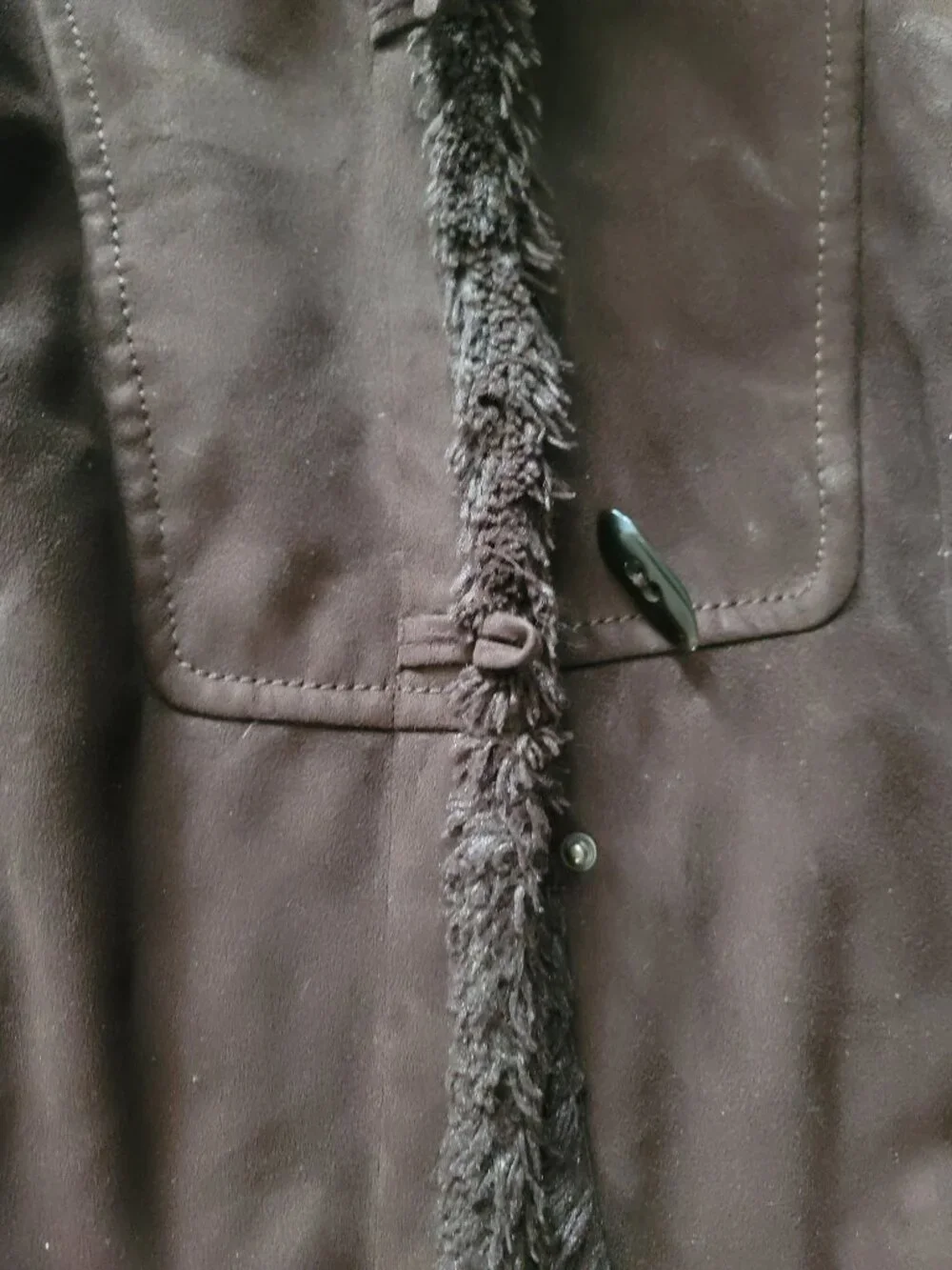 Womens dark brown full button up hooded Jones New York Sport coat - size L